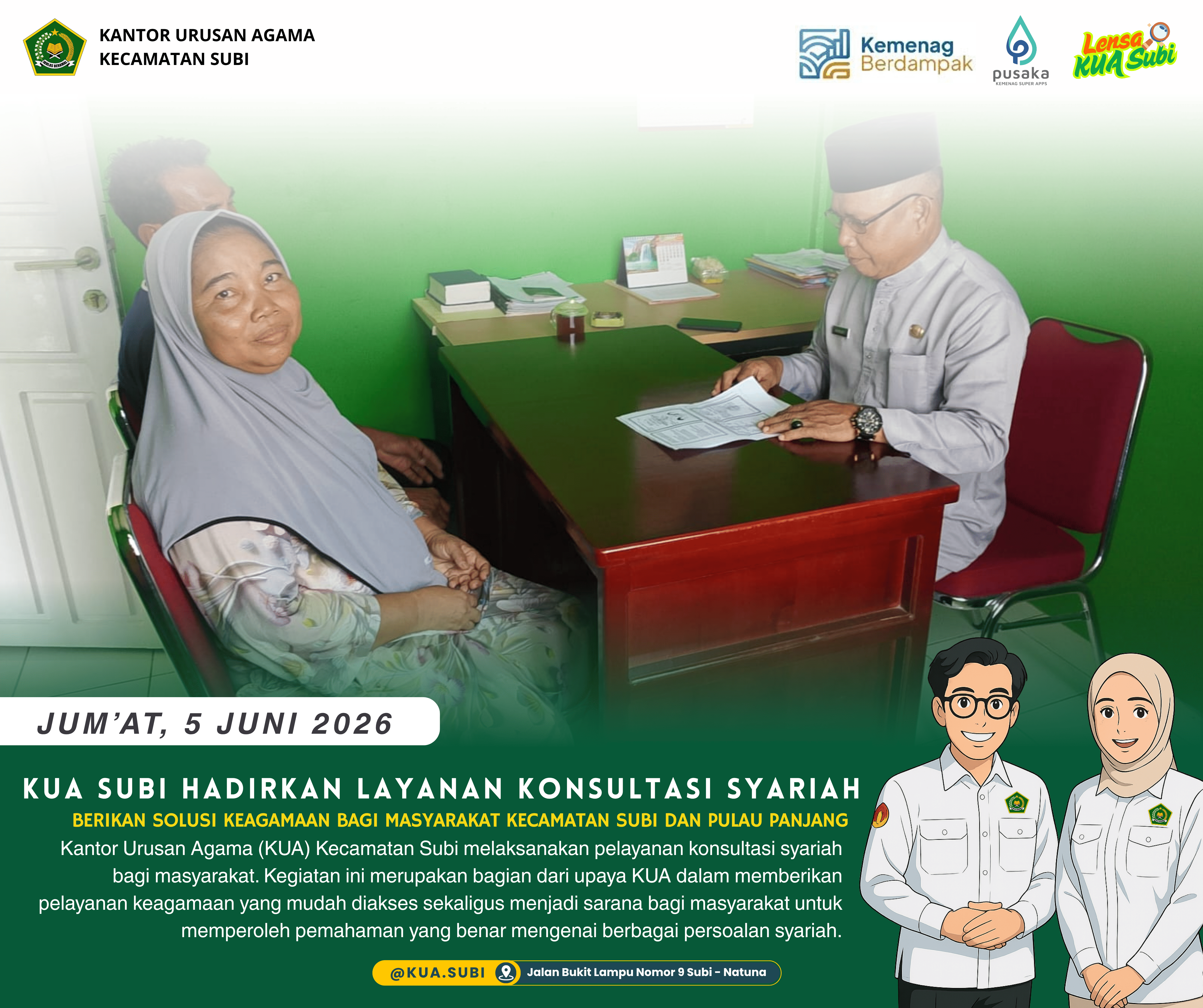 KUA Kecamatan Subi Hadirkan Layanan Konsultasi Syariah, Berikan Solusi Keagamaan bagi Masyarakat